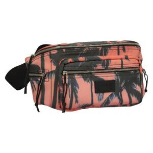 SAINT LAURENT Body Bag Nylon Pink Silver Auth